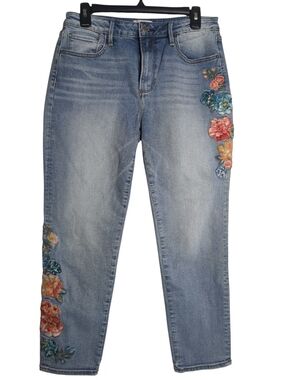 Driftwood Gizelle Floral Vine Embroidered Jeans Size 29x27 Boho Cottagecore